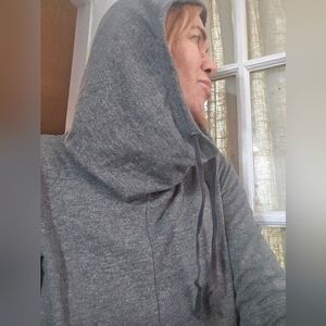 Cable & Gauge Women's Charcoal Grey Cowel Neck Drawstring Hoodie Long Sleeve